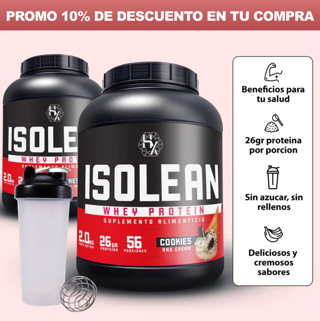 X2 ISOLEAN 2KG + 1 SHAKER + ENVÍO GRATIS