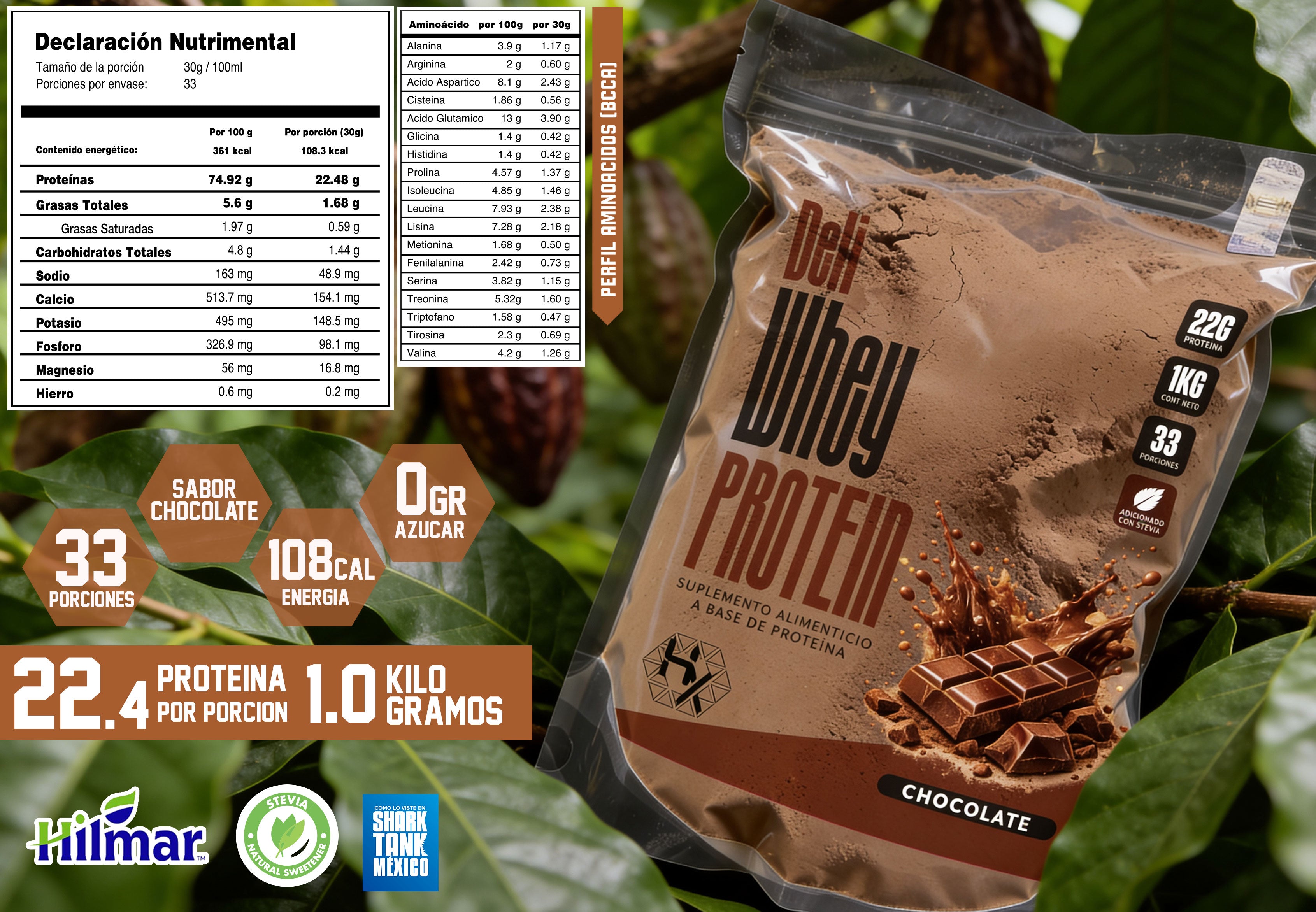 Deli whey protein 22gr proteina de suero de leche