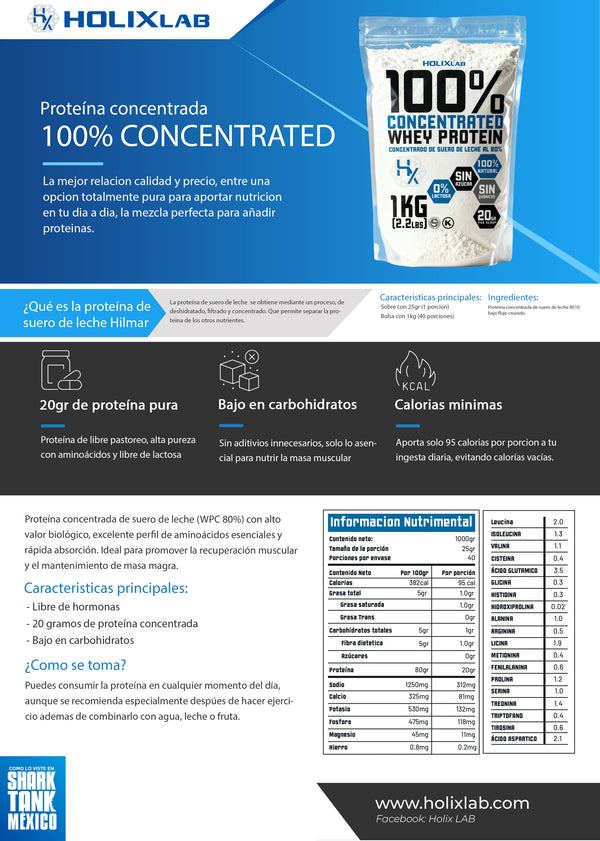 Concentrated  Whey Protein 100% - 20gr PROTEINA PURA + envio gratis