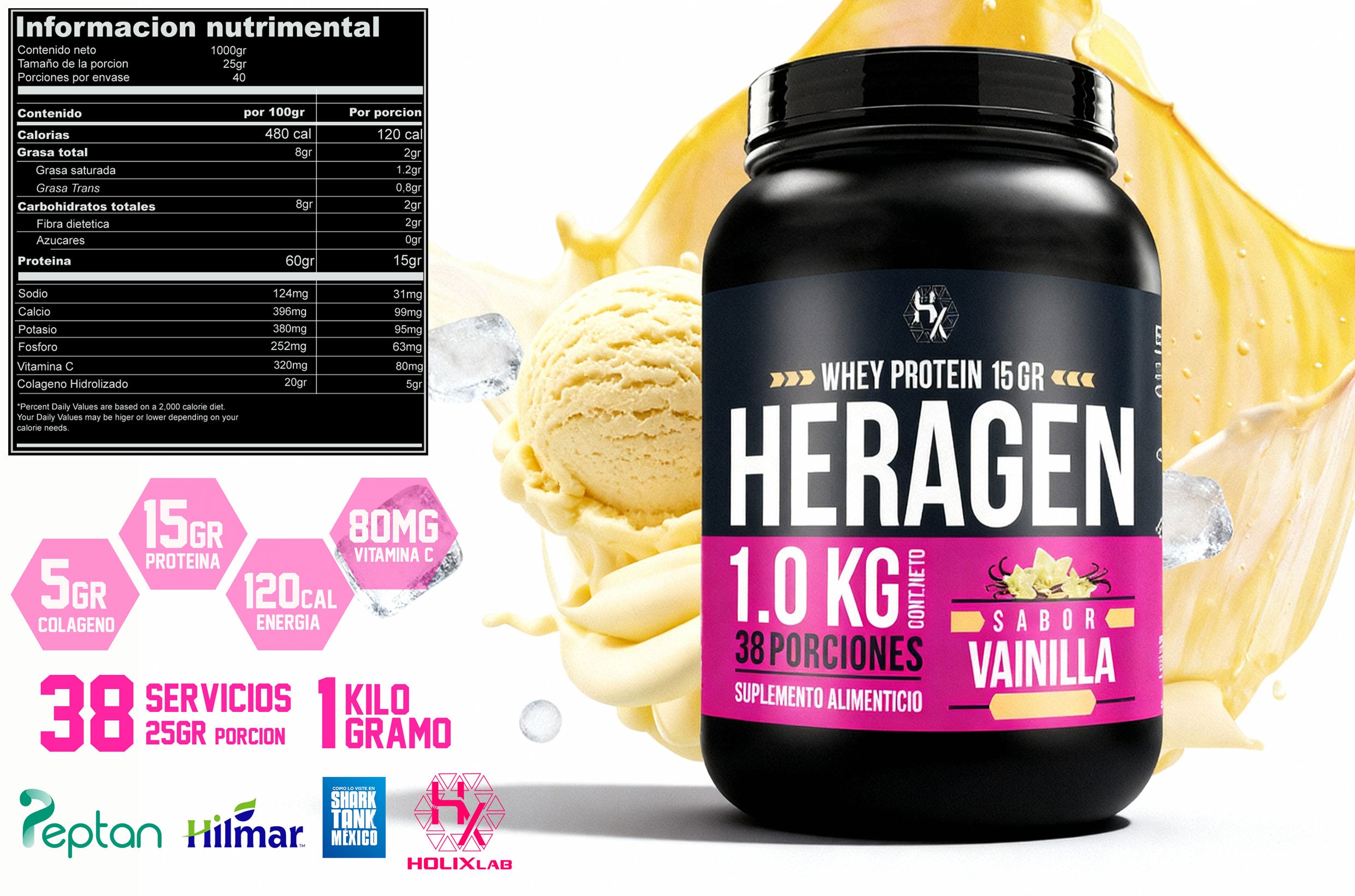 HERAGEN 1kg - Proteína + Colágeno